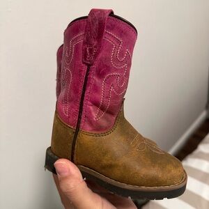 Shyanne Pink and Brown Kids Western Boot